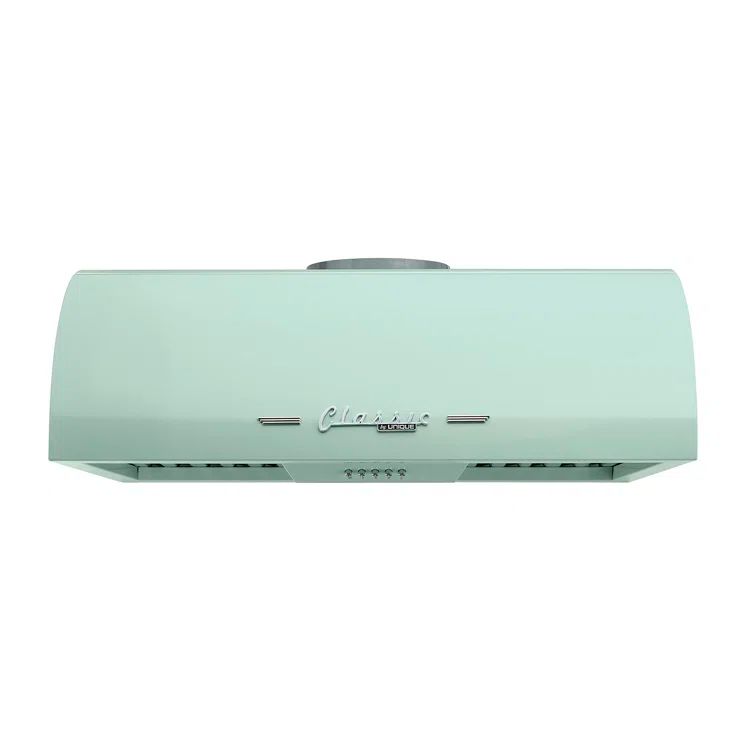 Retro Mint Green Stainless Steel Under Cabinet Range Hood with LED Lights