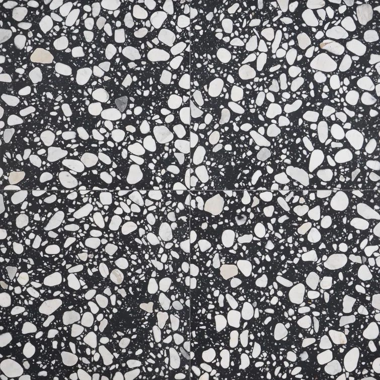 Nero Black and White Marble Terrazzo Floor and Wall Tile