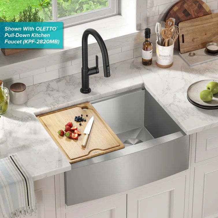 Kore 27-Inch Stainless Steel Farmhouse Workstation Sink