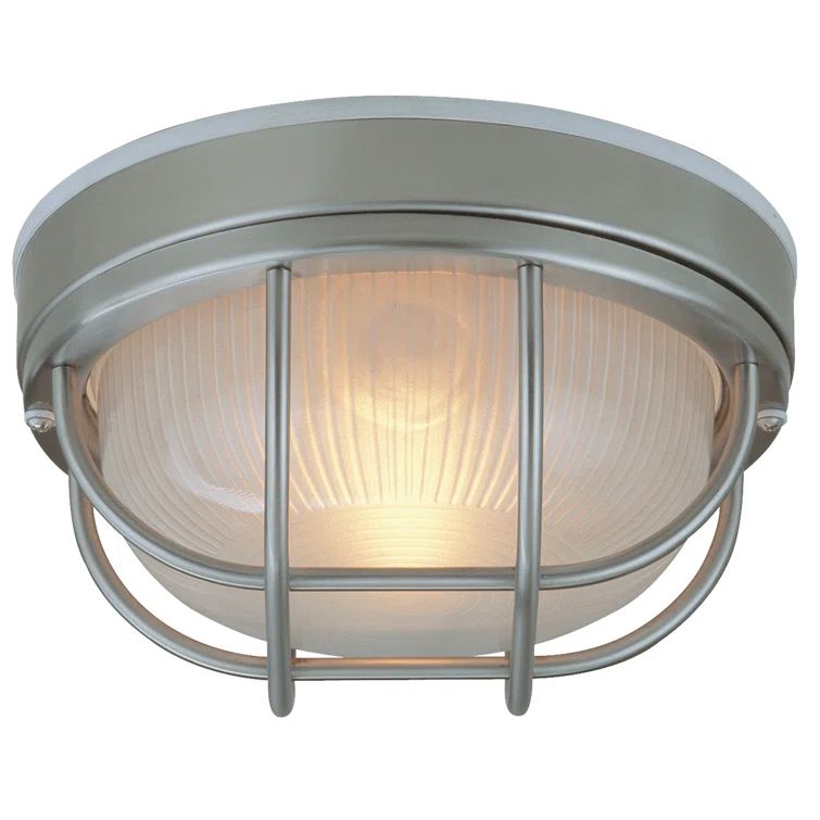Stainless Steel Frosted Glass Indoor/Outdoor Flush Mount Light