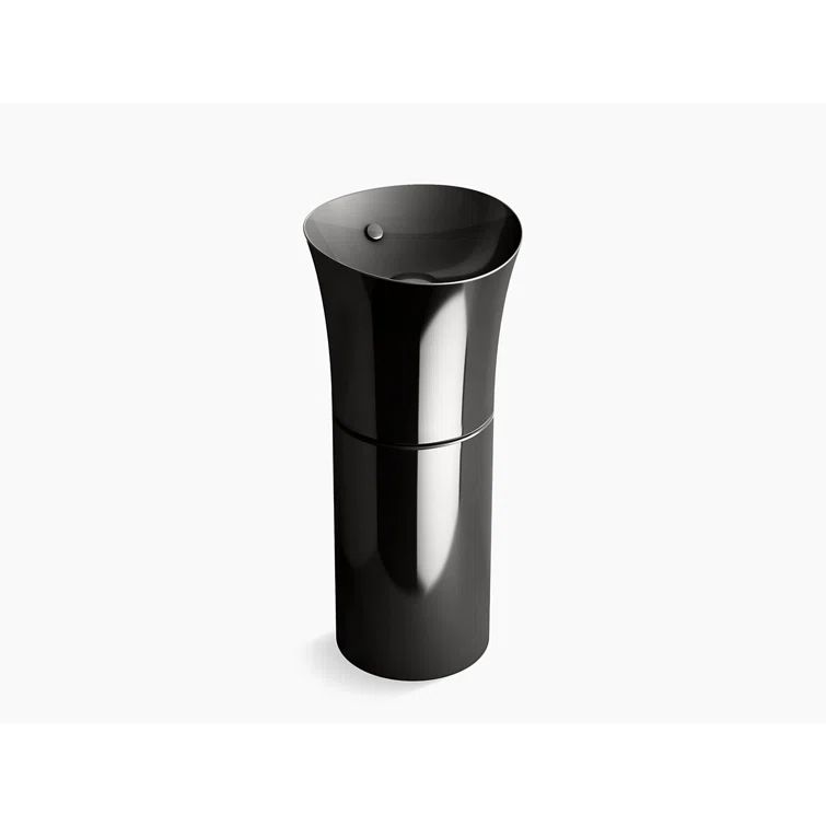 Veil Contemporary Black Pedestal Bathroom Sink with Supramic Technology