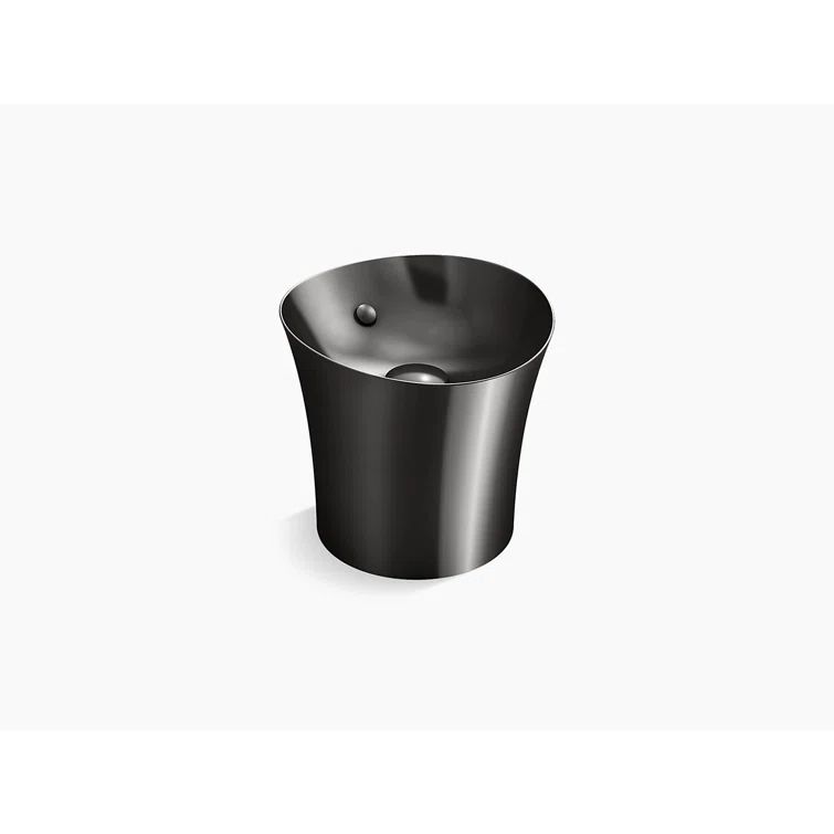 Veil 16'' Black Fireclay Round Vessel Sink Basin