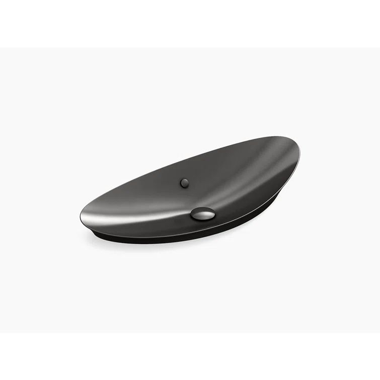 Veil Gloss Black Oval Ceramic Trough Vessel Bathroom Sink