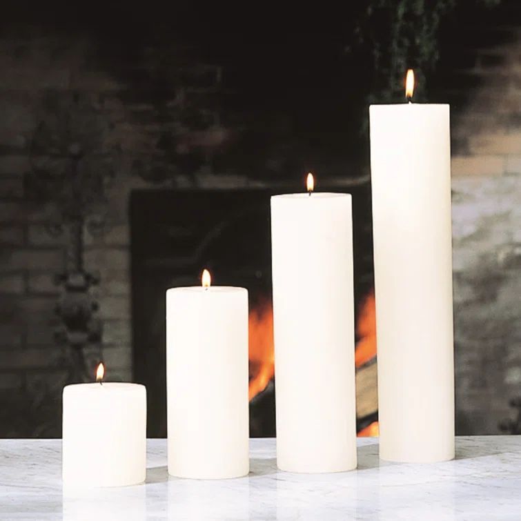 Hand-Poured White Paraffin Pillar Candle, 12"