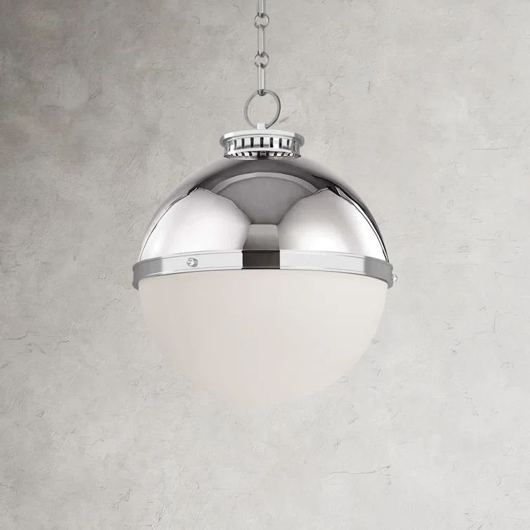 Polished Nickel Globe Pendant with Opal Glass Shade