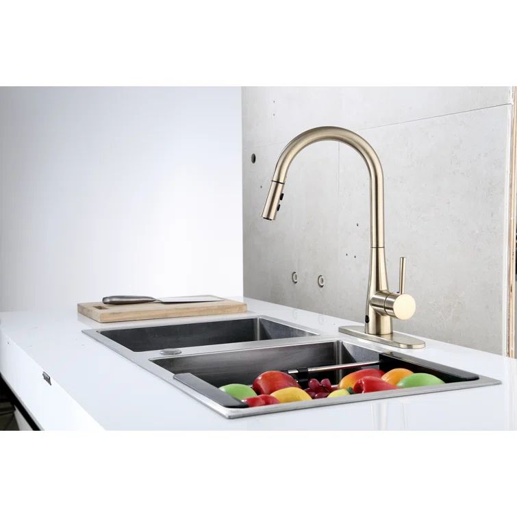 Norwich Matte Gold High-Arc Pull-Down Kitchen Faucet