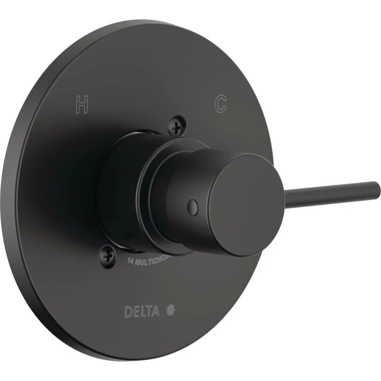 Matte Black Modern Brass Shower Valve Trim Kit