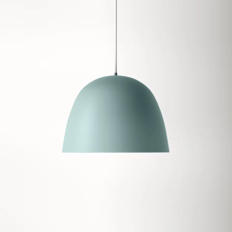 Coretto Pastel Dark Green and Gold Metal Dome Pendant Light