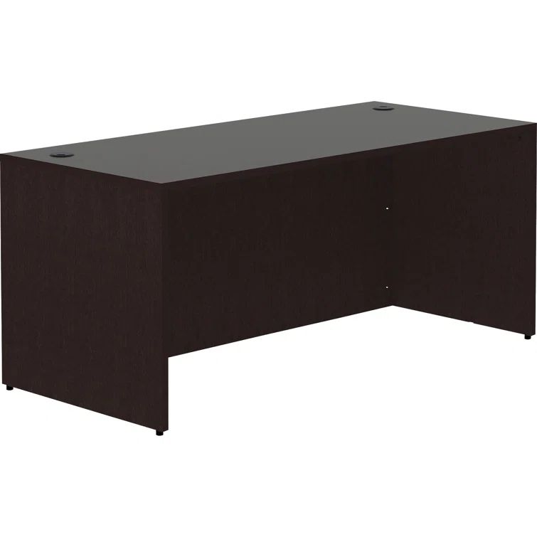 Lorell Essentials Espresso Laminate Rectangular Desk with Grommet Holes