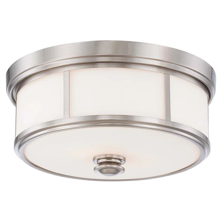 Brushed Nickel and Etched Opal Glass 20" Flush Mount Ceiling Light