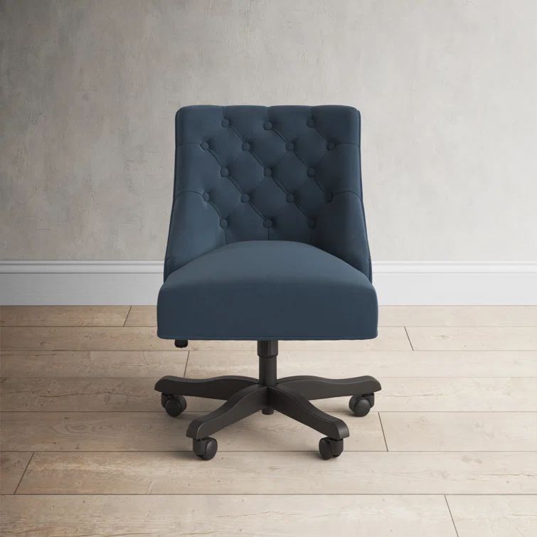 Transitional Soho Navy Velvet Tufted Adjustable Desk Chair