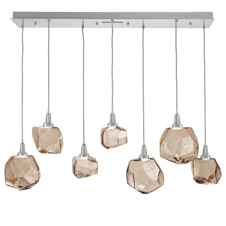 Gem 47" Silver Hand-Blown Glass Linear Pendant Light