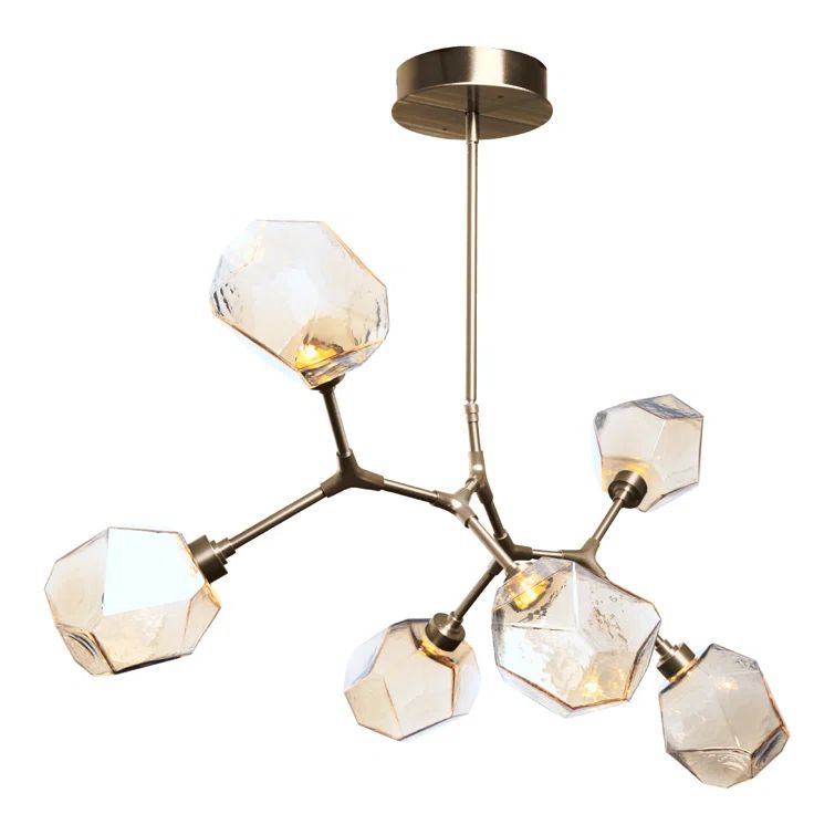 Amber Gem Branching Bubble 24'' Bronze Linear Chandelier