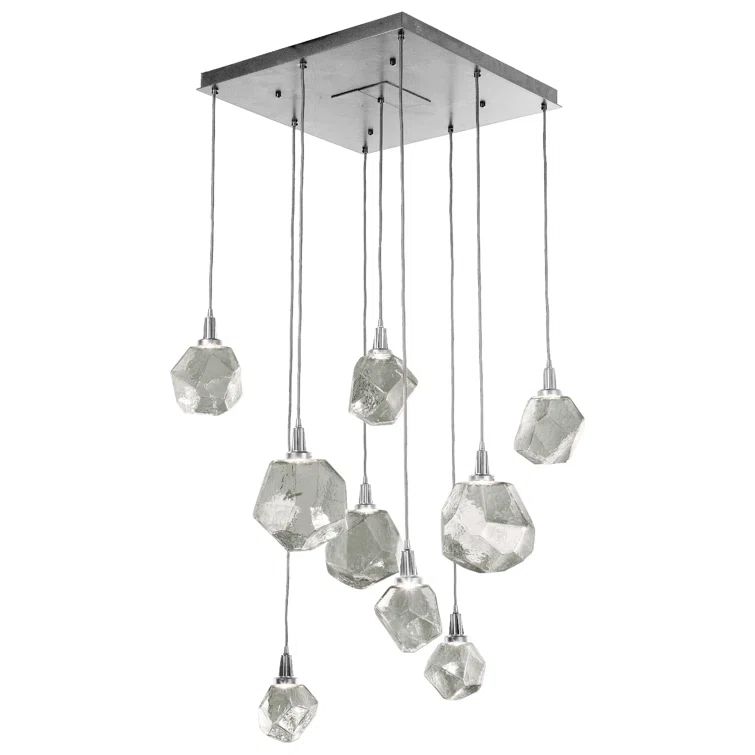Satin Nickel 30" Glass Drum Pendant Light with LED
