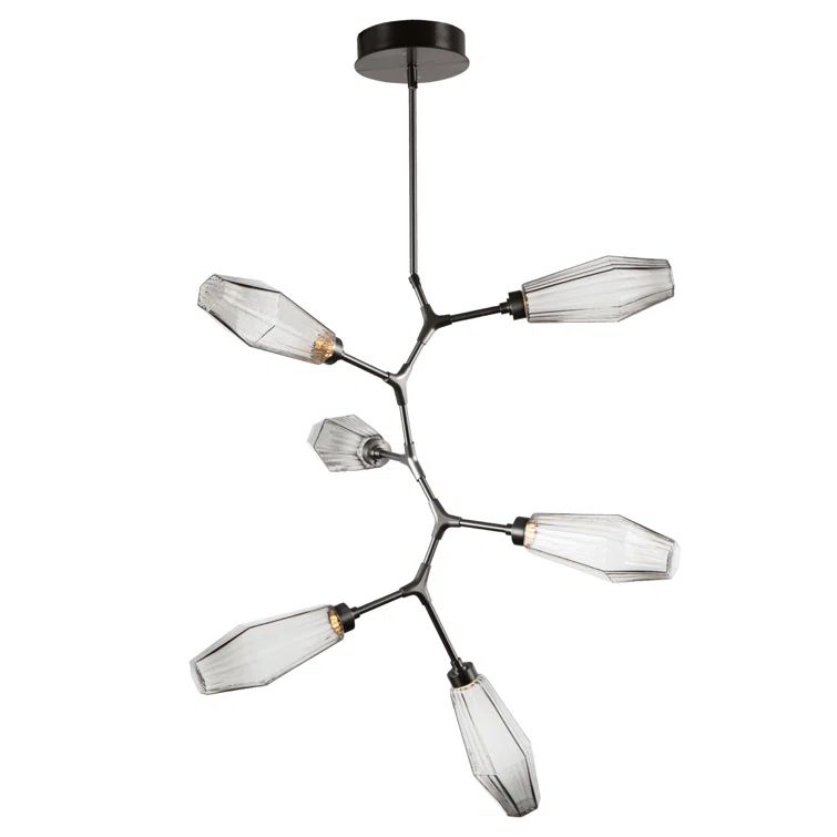 Modern Black Sputnik Chandelier with Glass Shades
