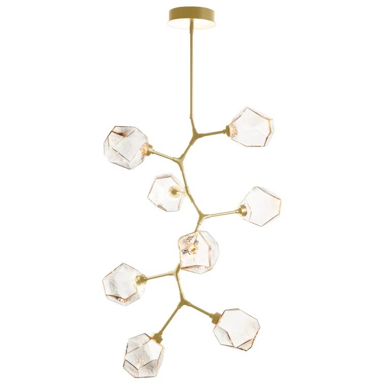 Gem Modern Vine 50" LED Chandelier in Gilded Brass with Clear Shades