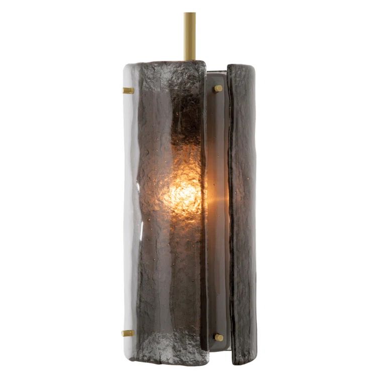 Artisan Textured Glass Mini Pendant in Gilded Brass