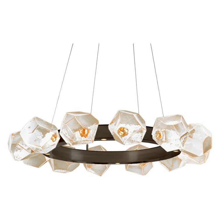 Flat Bronze 36'' LED Ring Chandelier with Glass Shades