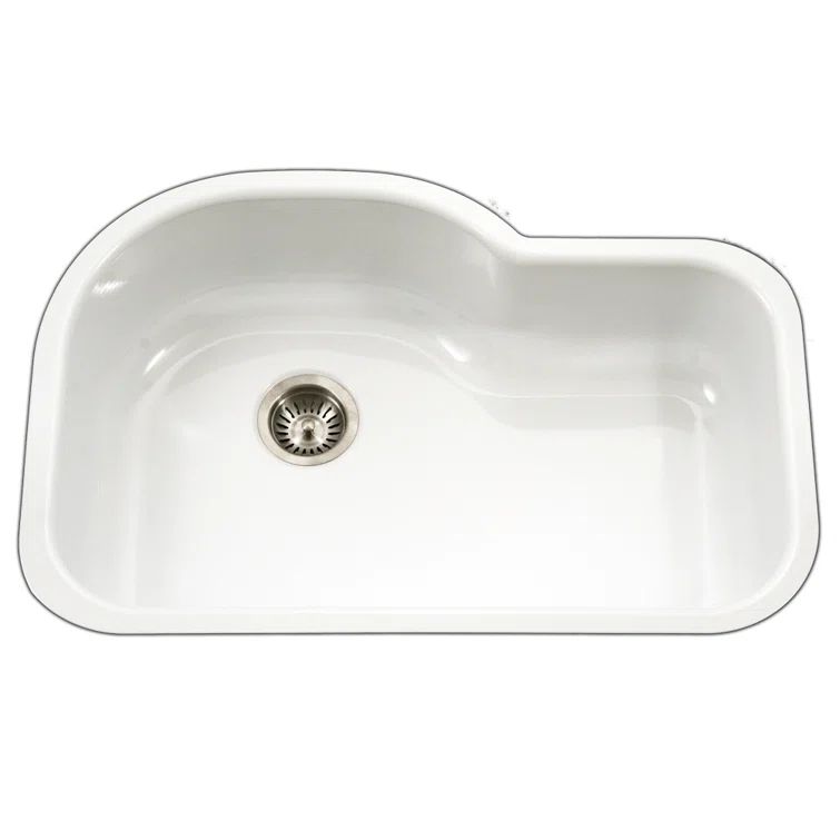 Porcela 31" White Porcelain Enamel Steel Undermount Kitchen Sink