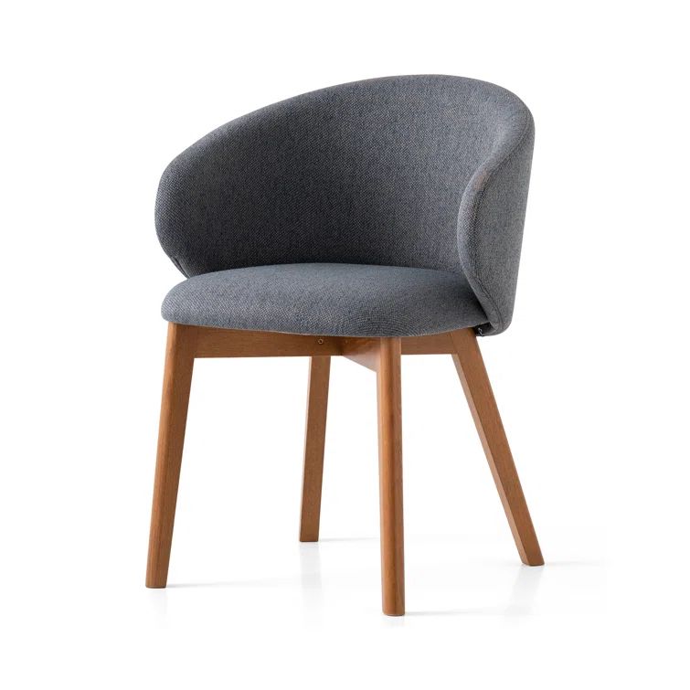 Tuka Barrel Walnut Black Polyester Upholstered Armchair