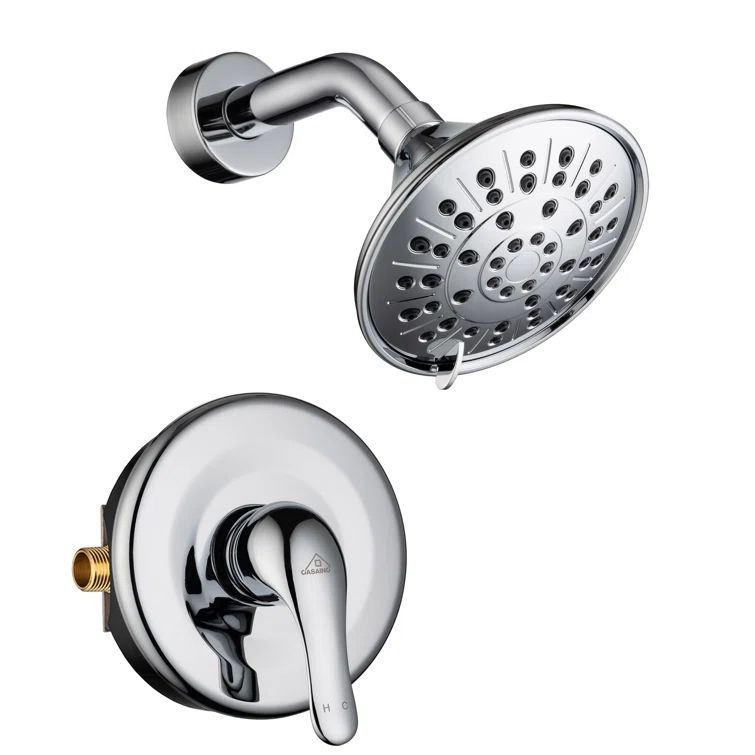 Chrome Wall Mounted Rain Shower System with Single Handle