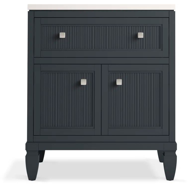 Hearthaven 30'' Slate Gray Freestanding Bathroom Vanity with Quartz Top