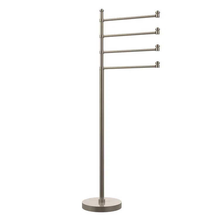 Antique Pewter Freestanding Towel Stand with Pivoting Arms