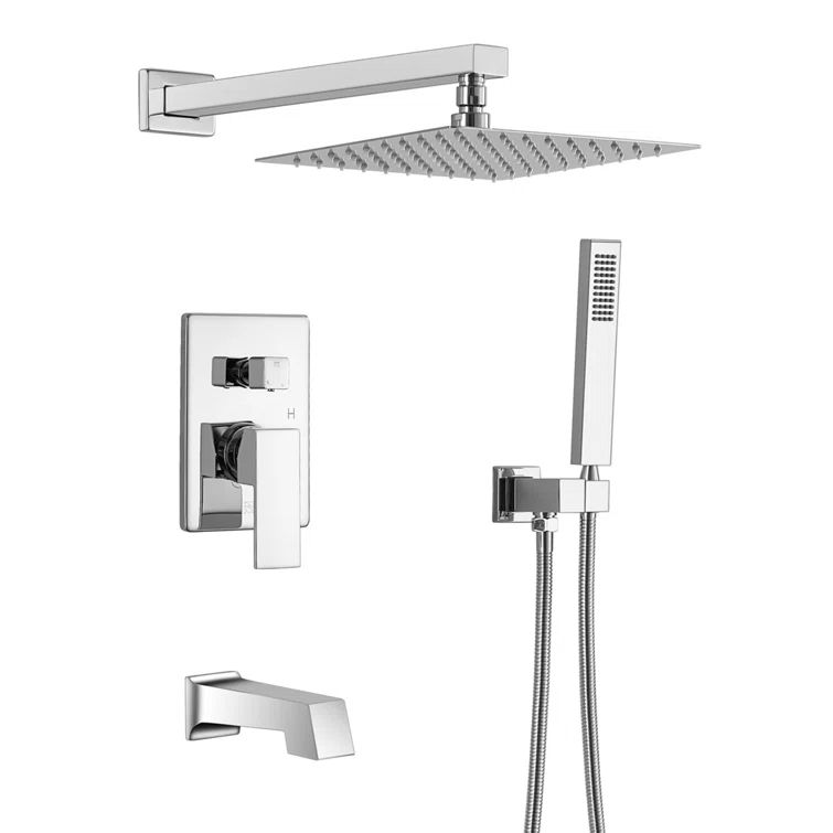 Chrome Dual Head Wall Mounted Shower System with Handheld