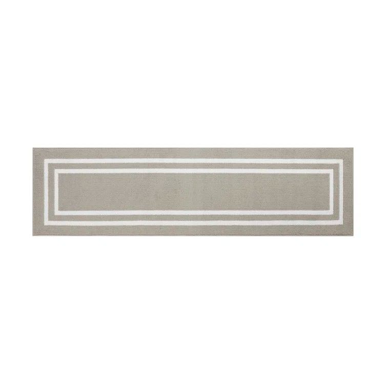 Light Grey and White Tufted Non-slip Runner Rug 26" x 72"