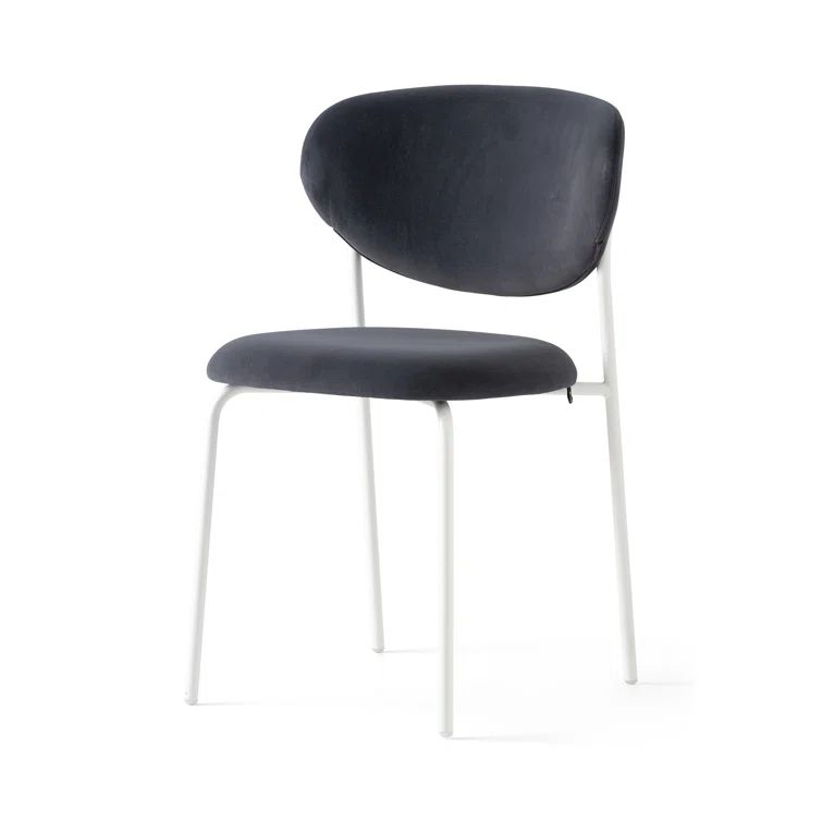Cozy Gray Upholstered Chair with Matt Optic White Metal Frame