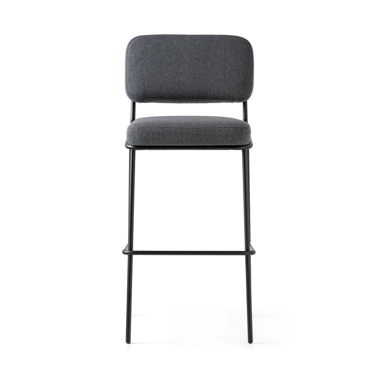 Matte Black Upholstered Metal Frame Counter Stool