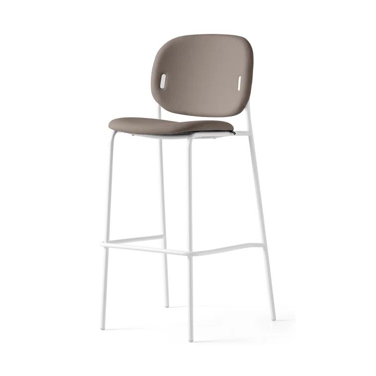 Modern Matt Taupe 30.75'' Upholstered Bar Stool with Metal Base