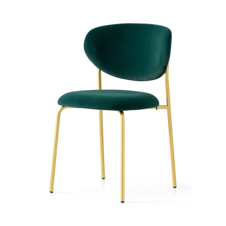 Forest Green Upholstered Chair with Painted Brass Frame