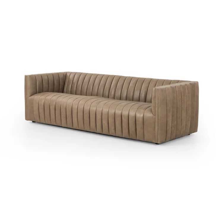 Palermo Drift Tufted Leather Sofa with Wood Frame
