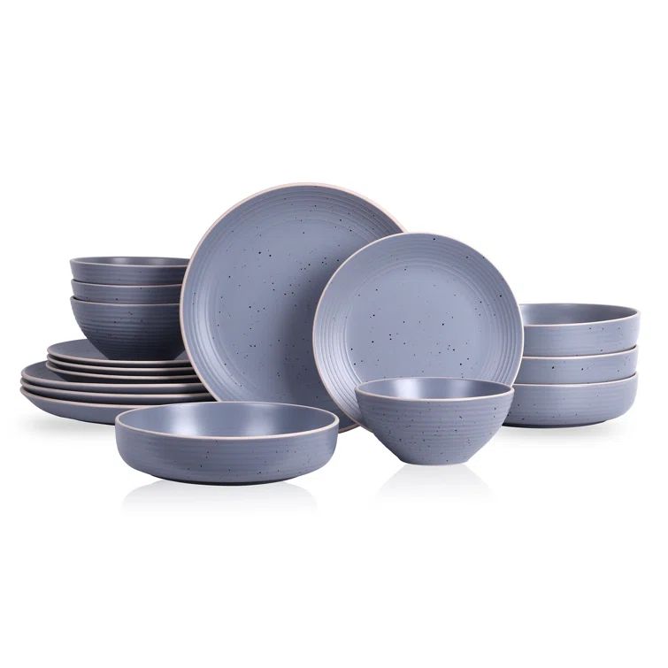 Lauren Light Gray Ceramic 16-Piece Dinnerware Set