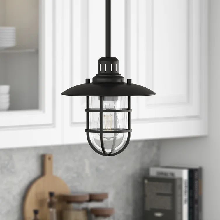 Bay Blackened Bronze Globe Pendant Light with Clear Glass Shade