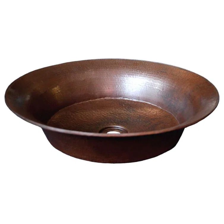 Maestro Round Copper Vessel Sink with Hammered Texture