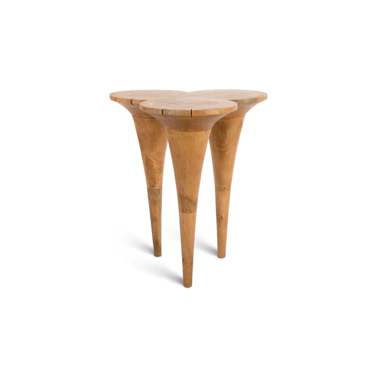 Marley Triangular Brown Wood Bar Height Table