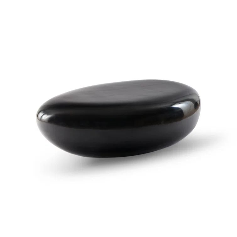 Black Oval Contemporary Wood Coffee Table, 42"