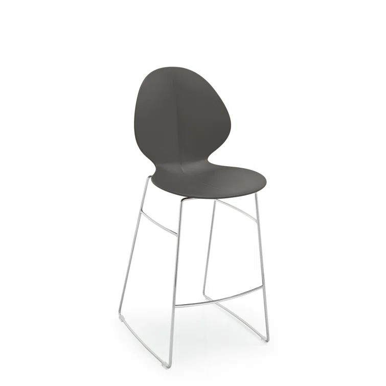 Matte Gray Metal Counter Stool with Ergonomic Design