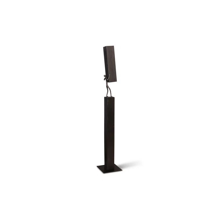 Transitional Black Solid Wood Atlas Sculpture 72" Tall