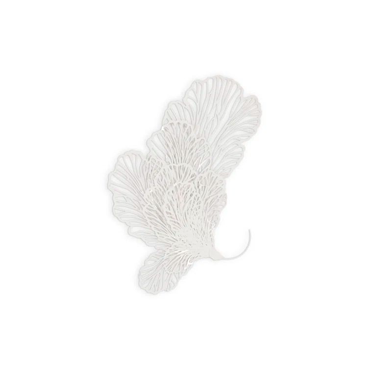 White Powder-Coated Metal Butterfly Wall Sculpture