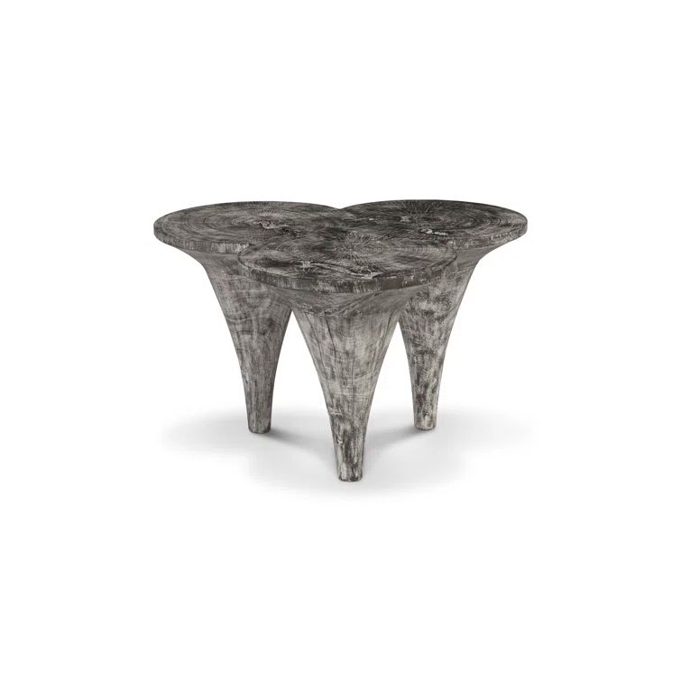 Triangular Gray Stone Chamcha Wood Coffee Table