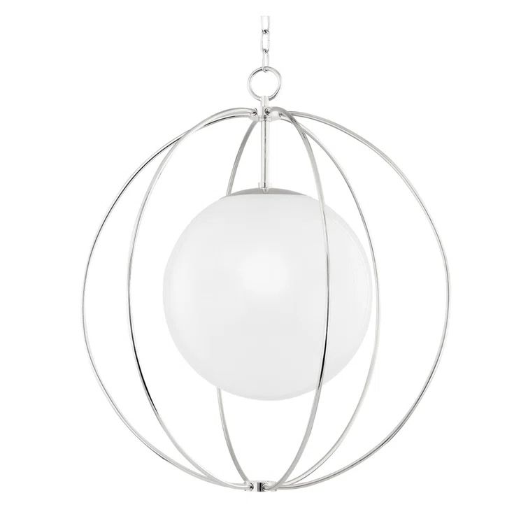 Celestial Elegance Polished Nickel Globe Pendant Light, 16" Clear Glass