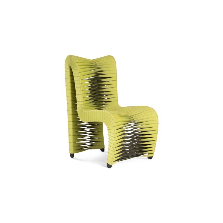 High Back Green Cotton Upholstered Wood Side Chair