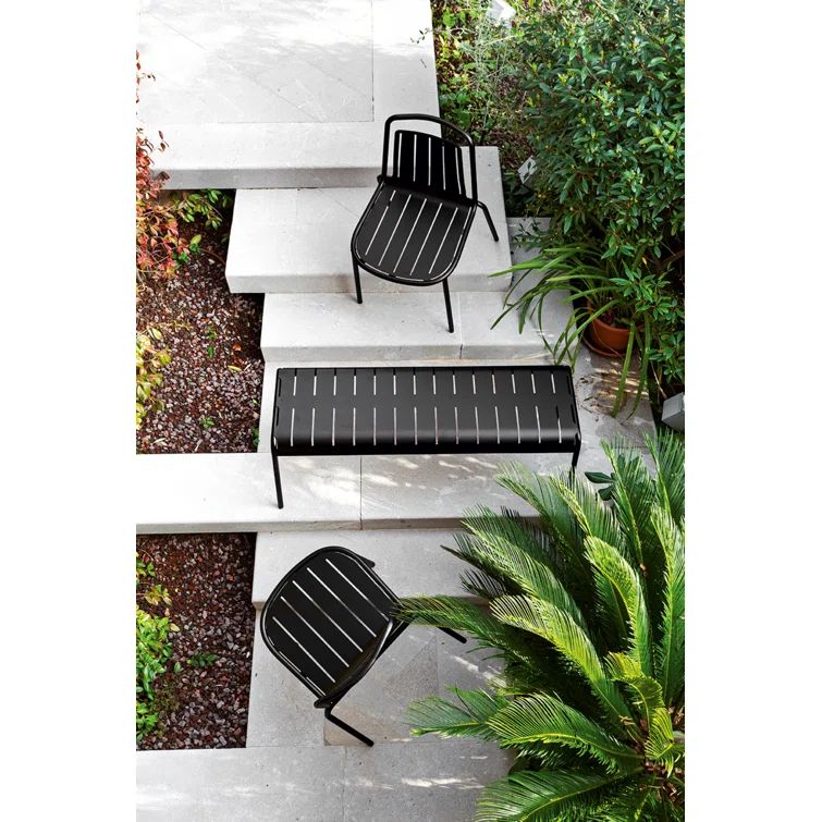 FlexBack Matt Black Metal Outdoor Chair