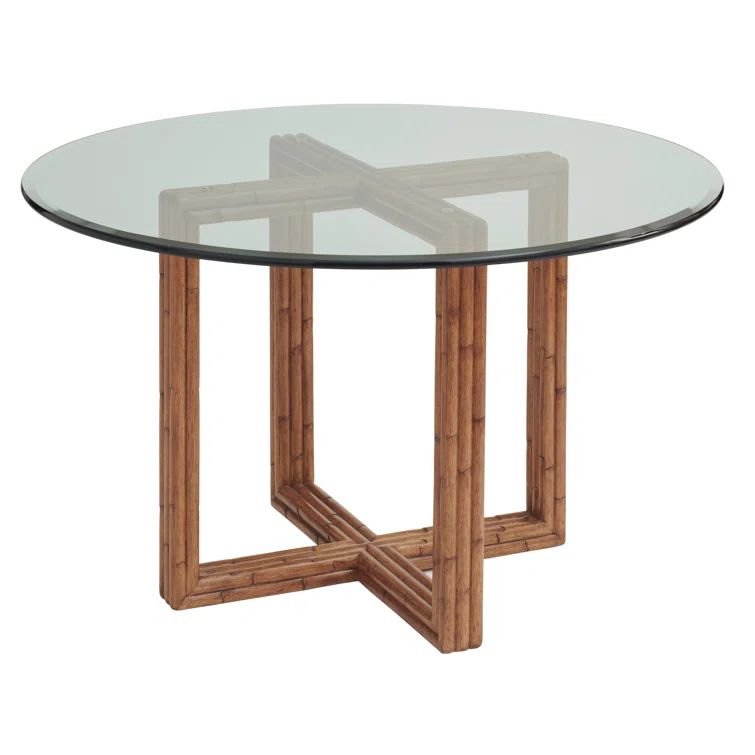 Transitional Palm Desert 48" Round Wood & Glass Dining Table