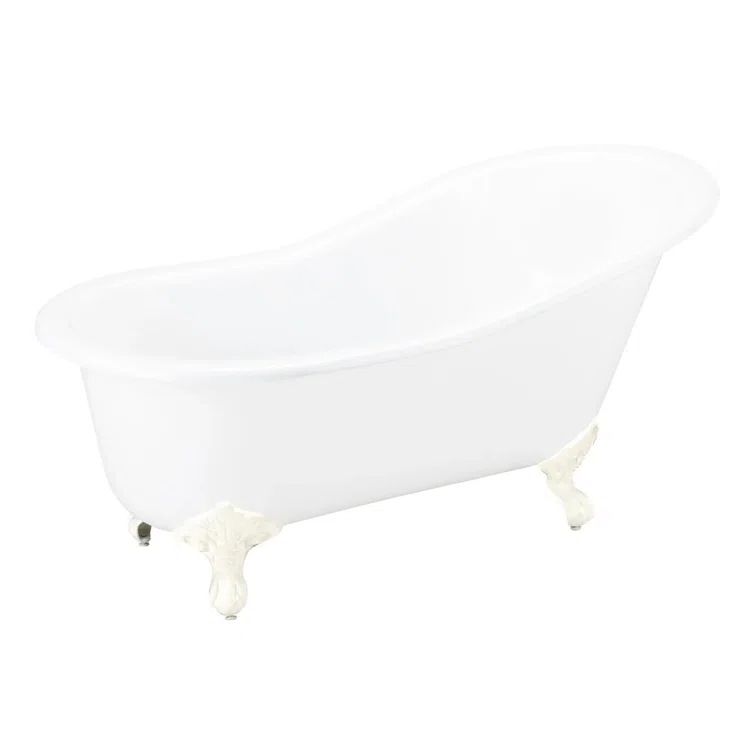 White 61" Cast Iron Clawfoot Soaking Bathtub