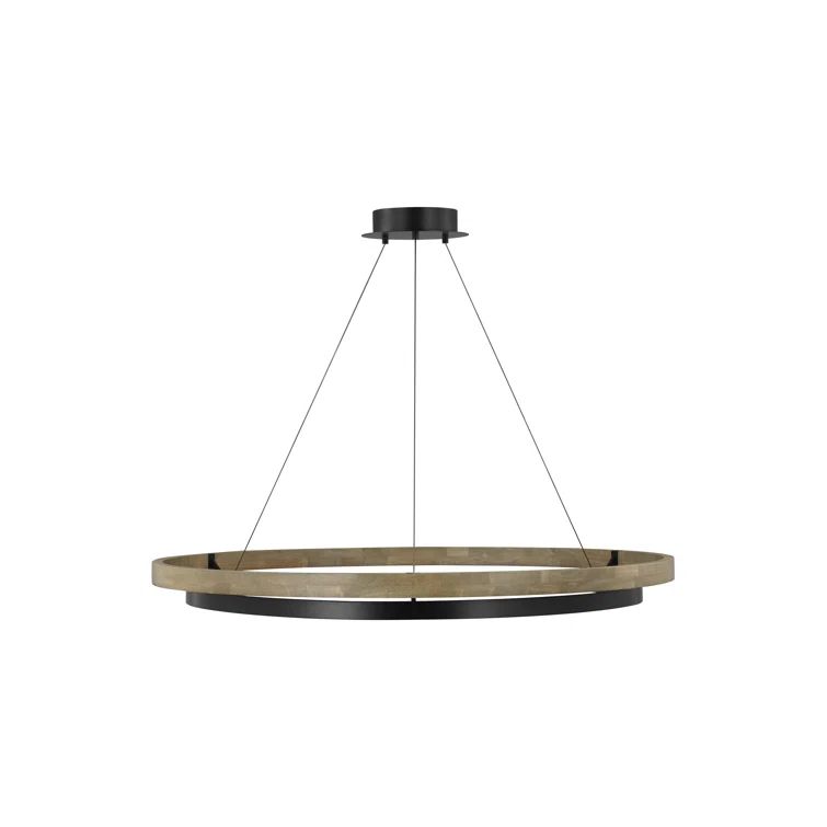Matte Black and Weathered Oak LED Chandelier
