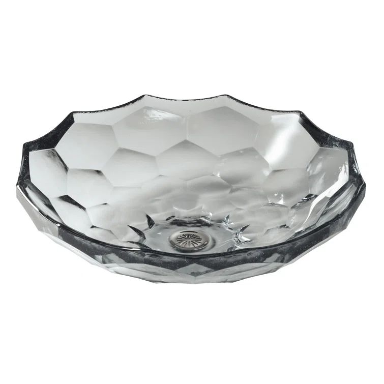 Ice Glass Faceted Oval Above-Counter Vessel Sink
